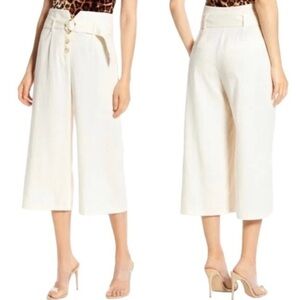 June & Hudson Linen Crop Pants Ivory